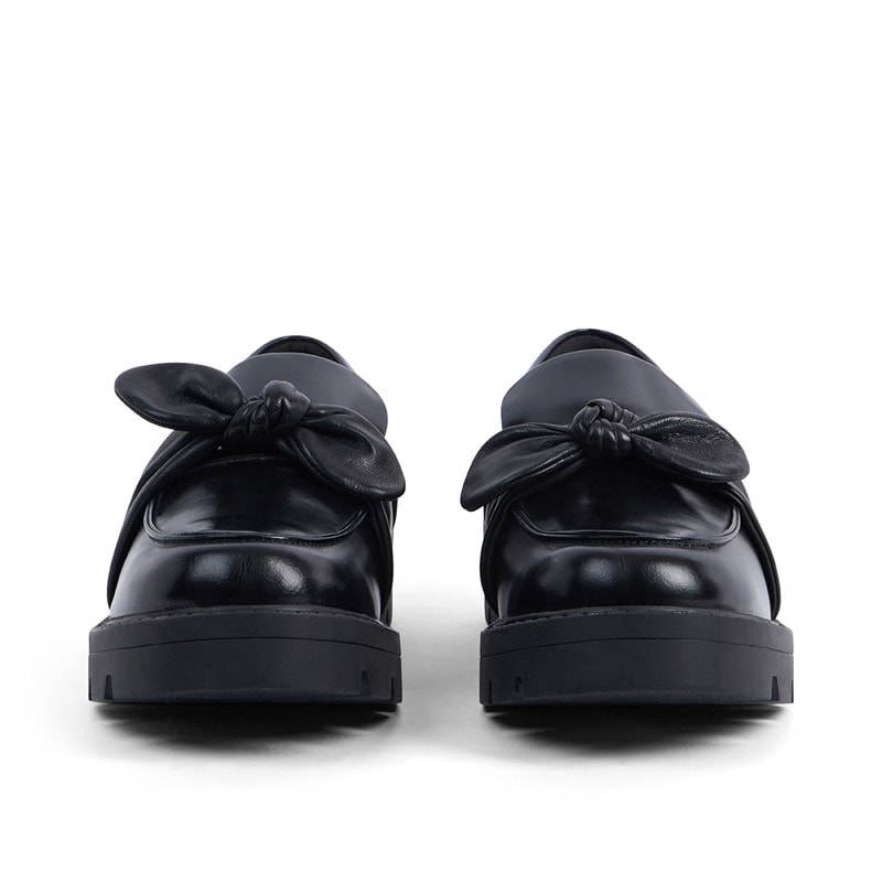Kickers Junior Girls Kori Loafer Bow Leather Shoes Black - Image 5