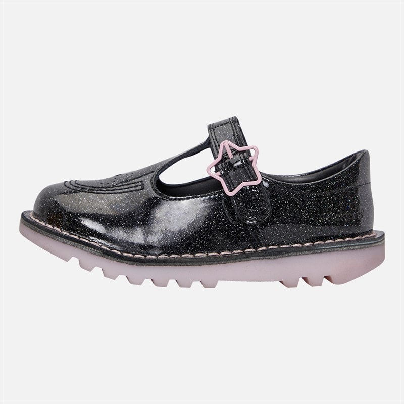 Kickers Infant Girls Kick T-Bar Galactic Patent Leather Shoes Black - Image 1