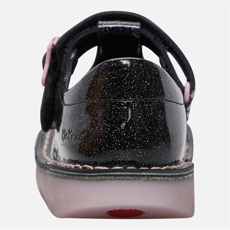 Kickers Infant Girls Kick T-Bar Galactic Patent Leather Shoes Black - Image 3