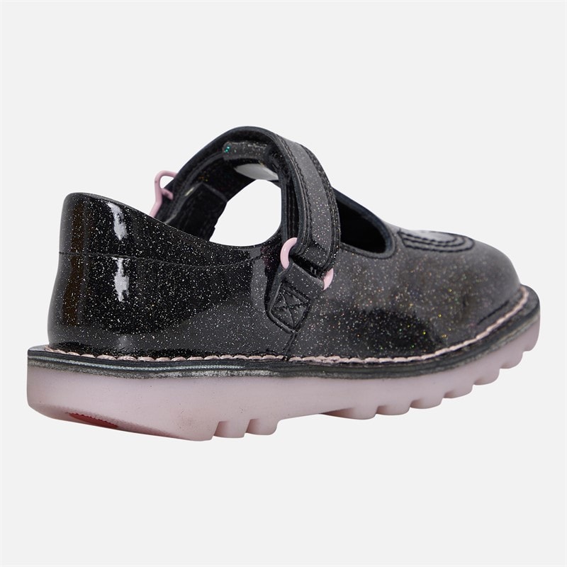 Kickers Infant Girls Kick T-Bar Galactic Patent Leather Shoes Black - Image 5