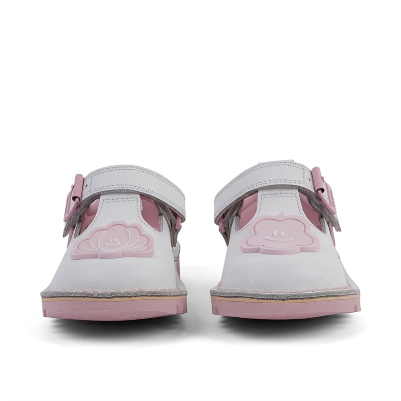 Kickers Infant Girls Kick T-Bar Wave Leather Shoes White - Image 5