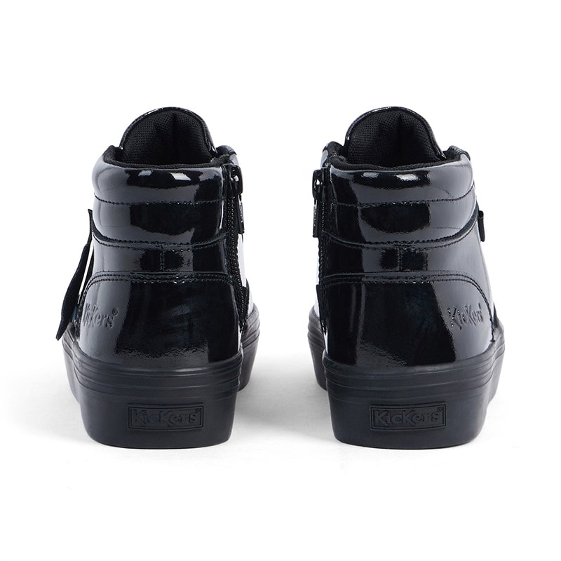Kickers Girls Tovni Stack Hi Flower Patent Leather Trainers Black - Image 4