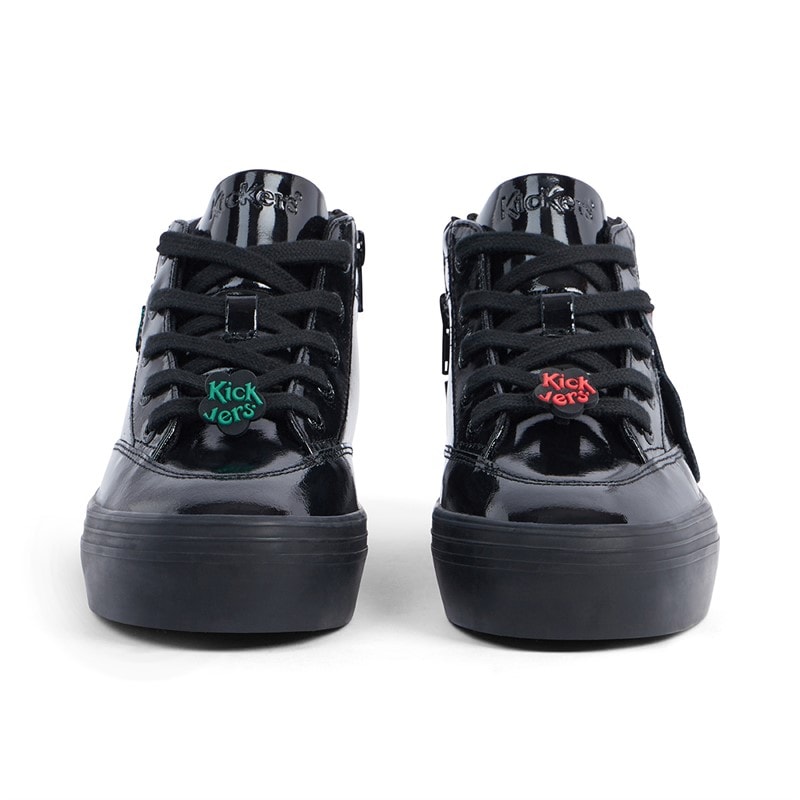 Kickers Girls Tovni Stack Hi Flower Patent Leather Trainers Black - Image 5