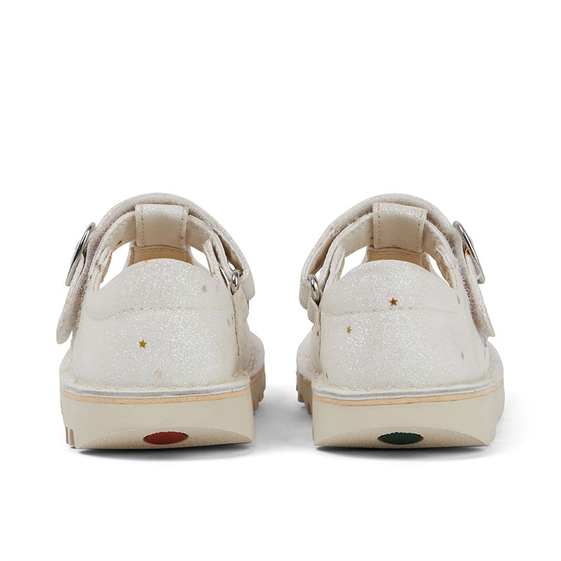 Kickers Infant Girls Kick T-Bar Glitter Shoes White - Image 4