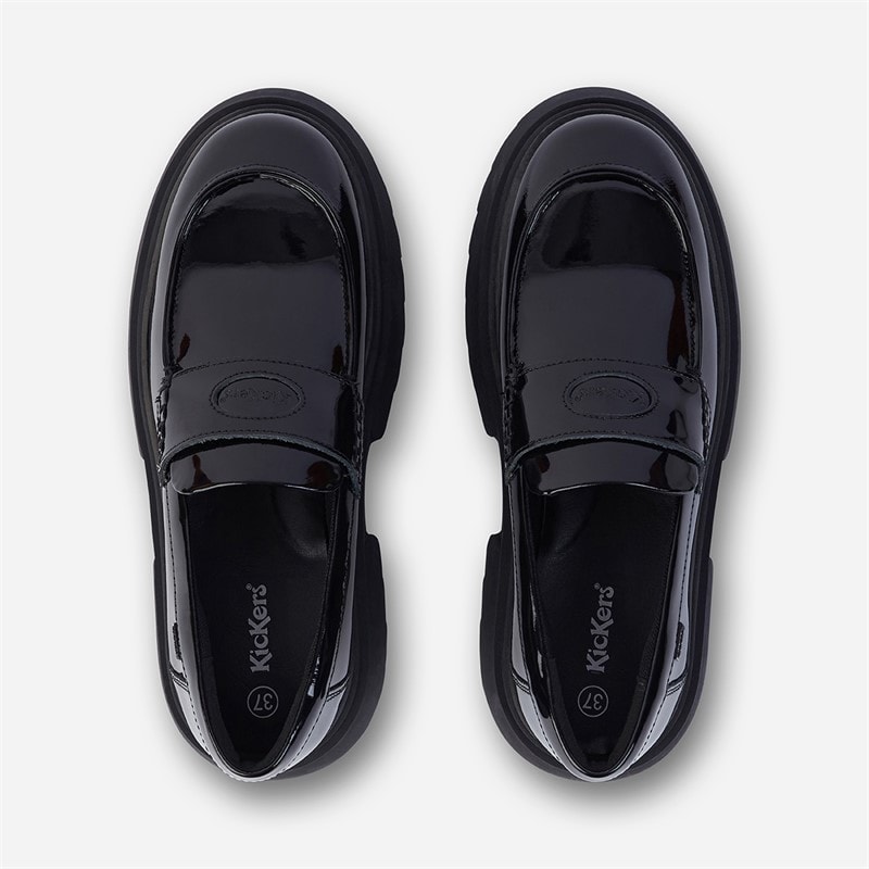 Kickers Girls Kenzi Loafer Patent Leather Shoes Black - Image 3