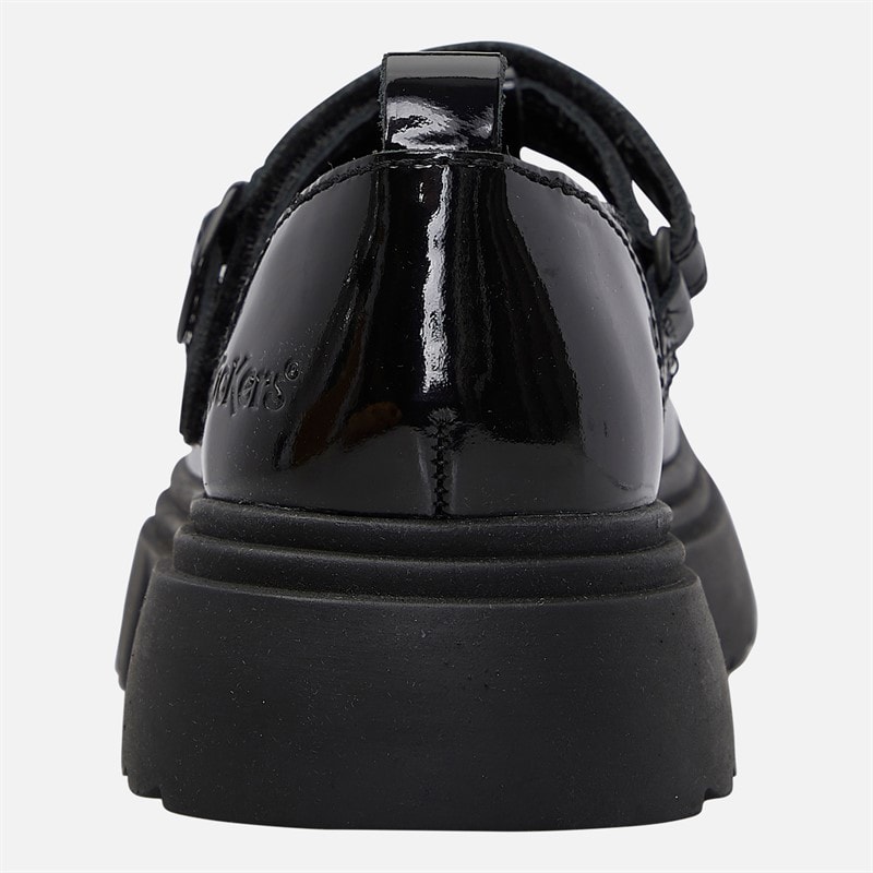 Kickers Girls Kenzi T-Bar Patent Leather Shoes Black - Image 3