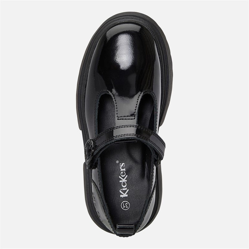 Kickers Girls Kenzi T-Bar Patent Leather Shoes Black - Image 4