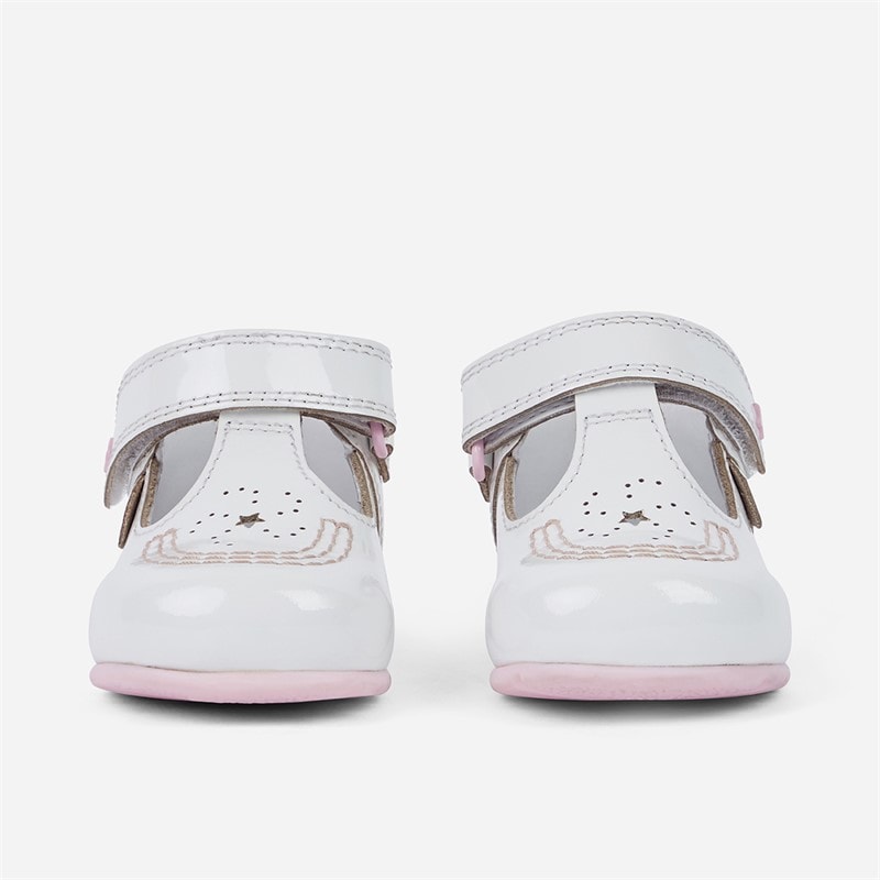 Kickers Baby Girls Kick T Galactic Patent Leather Shoes White/Pink - Image 5