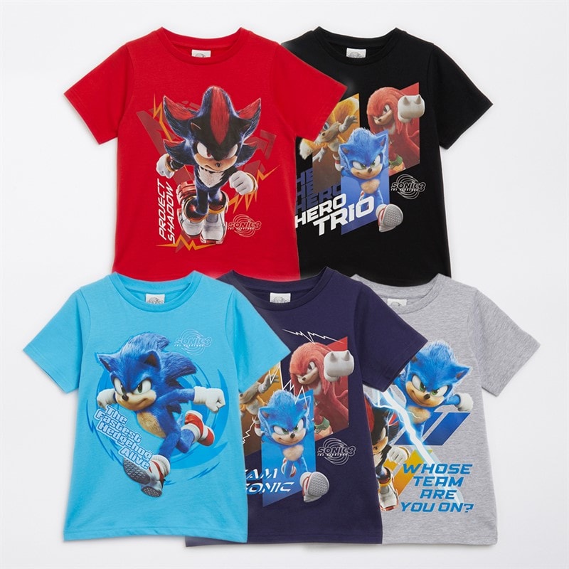 Sonic Boys Five Pack T-Shirts Multi - Image 1