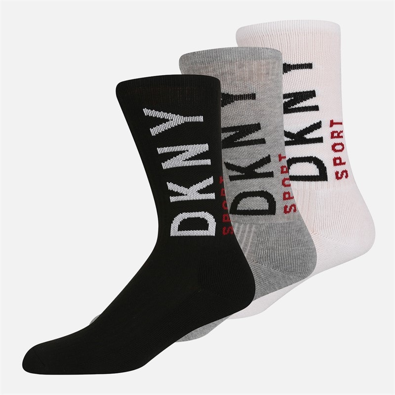 DKNY Mens Palm Three Pack Socks Black/Grey/White - Image 1