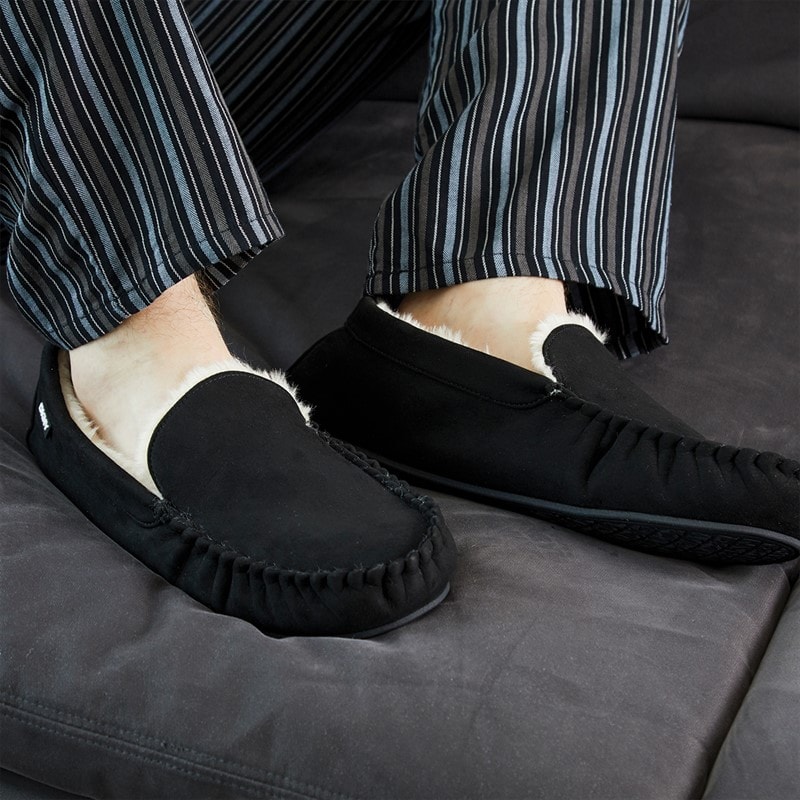 DKNY Mens Electra Moccasin Slippers Black