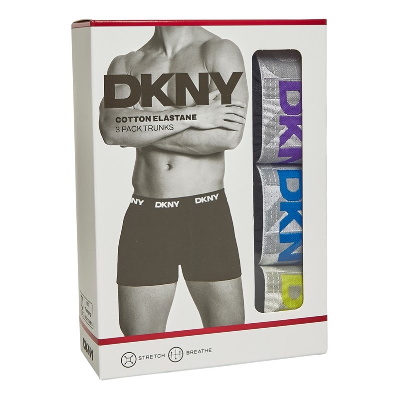 DKNY Mens Lloyd Three Pack Boxer Trunks Black - Image 2