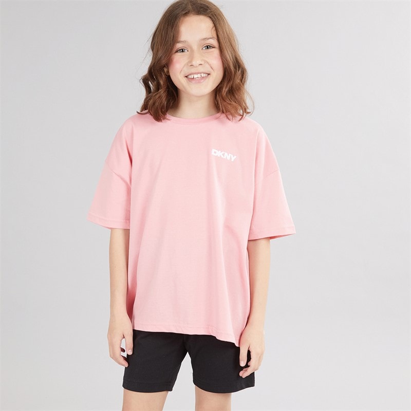 DKNY Girls T-Shirt And Shorts Set Pink - Image 2