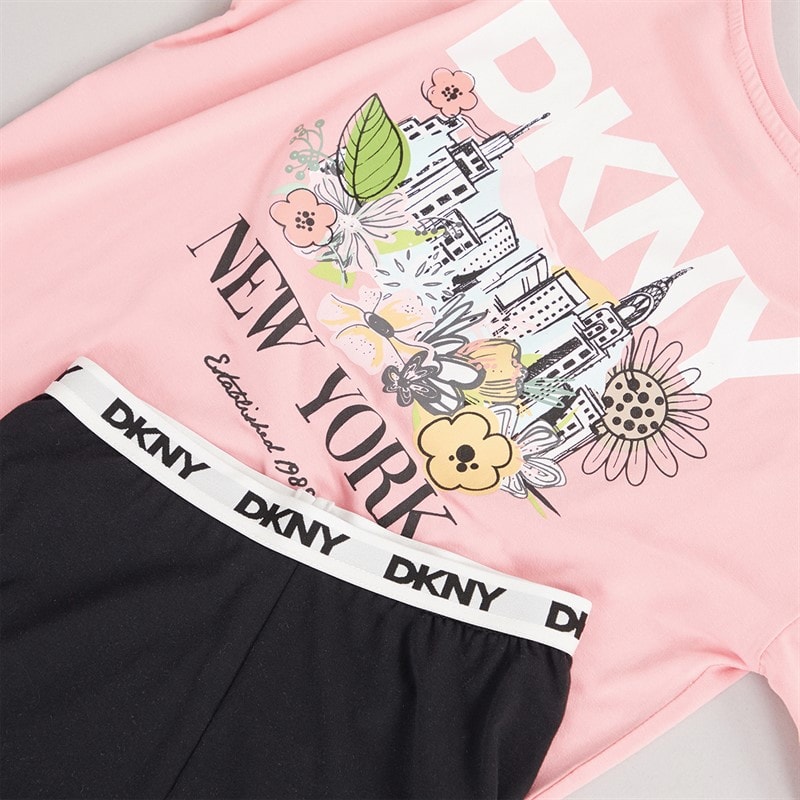 DKNY Girls T-Shirt And Shorts Set Pink - Image 3