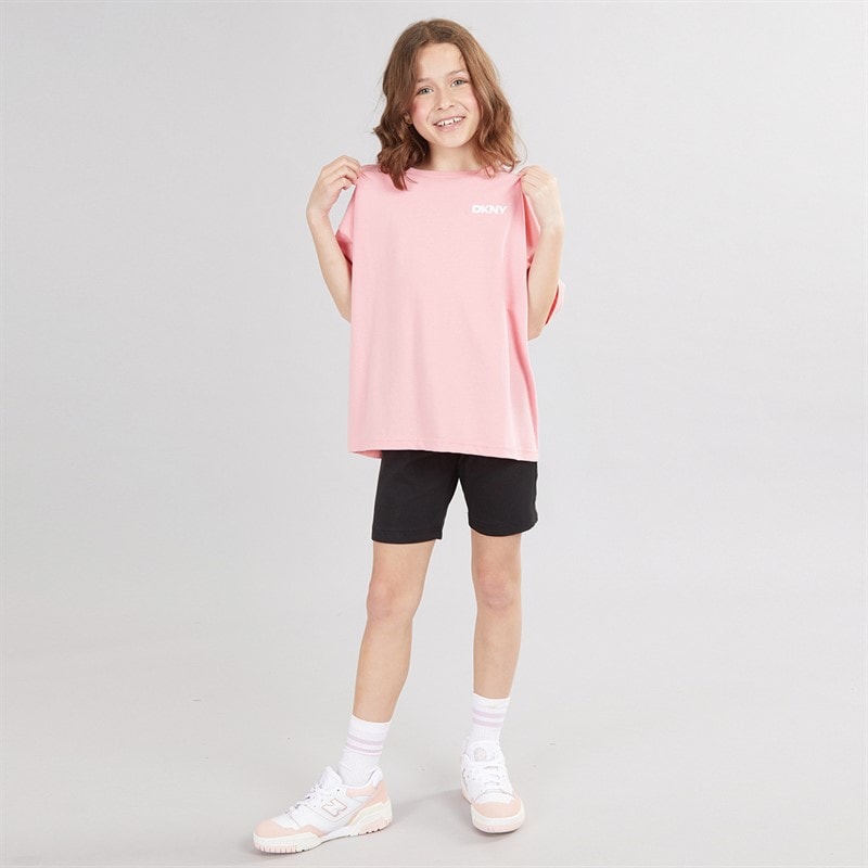 DKNY Girls T-Shirt And Shorts Set Pink - Image 4