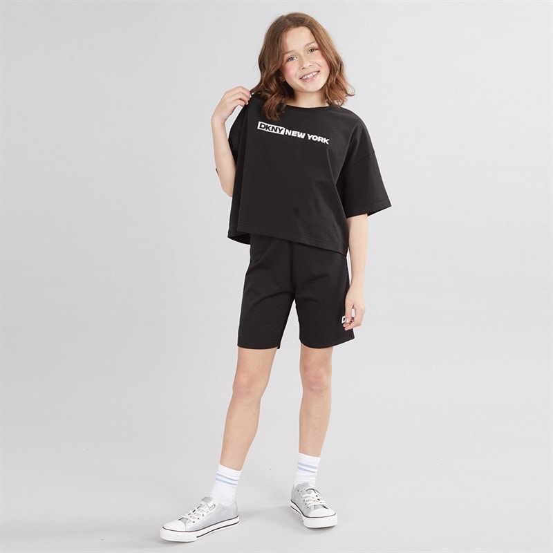 DKNY Girls T-Shirt And Shorts Set Black - Image 4
