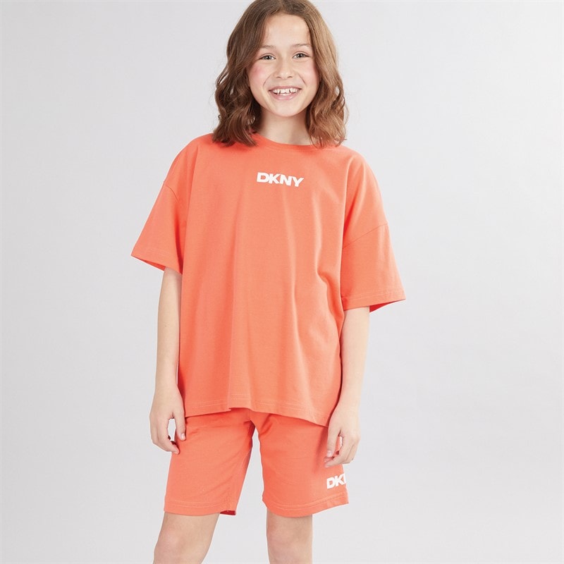 DKNY Girls T-Shirt And Shorts Set Pink - Image 2