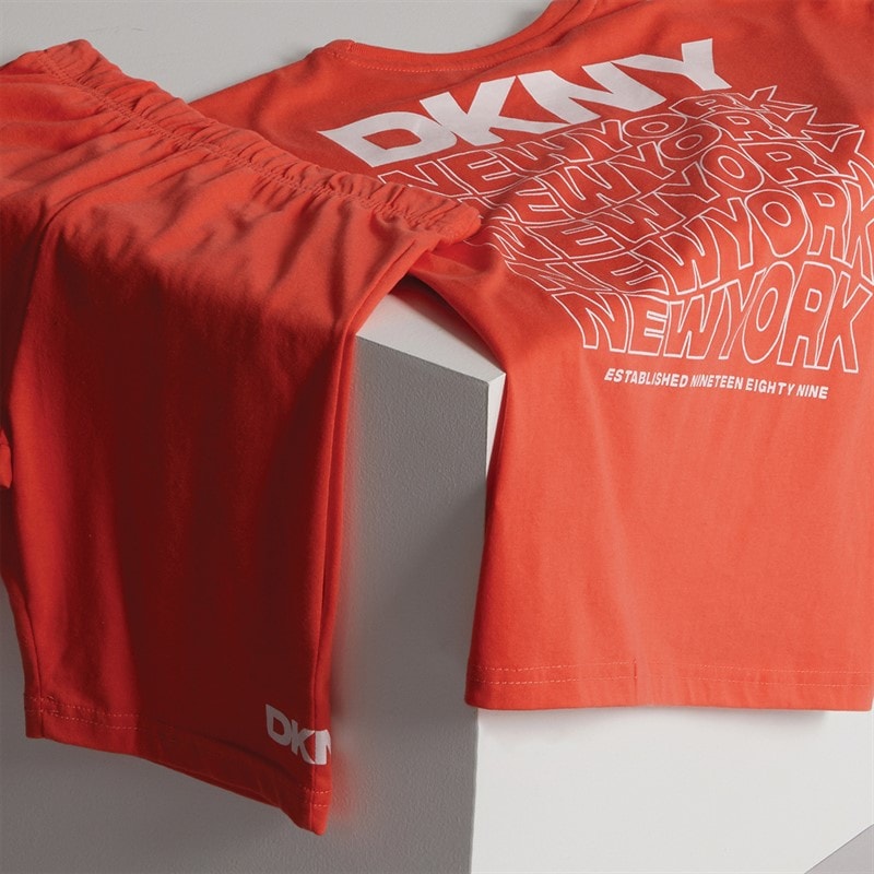 DKNY Girls T-Shirt And Shorts Set Pink - Image 3