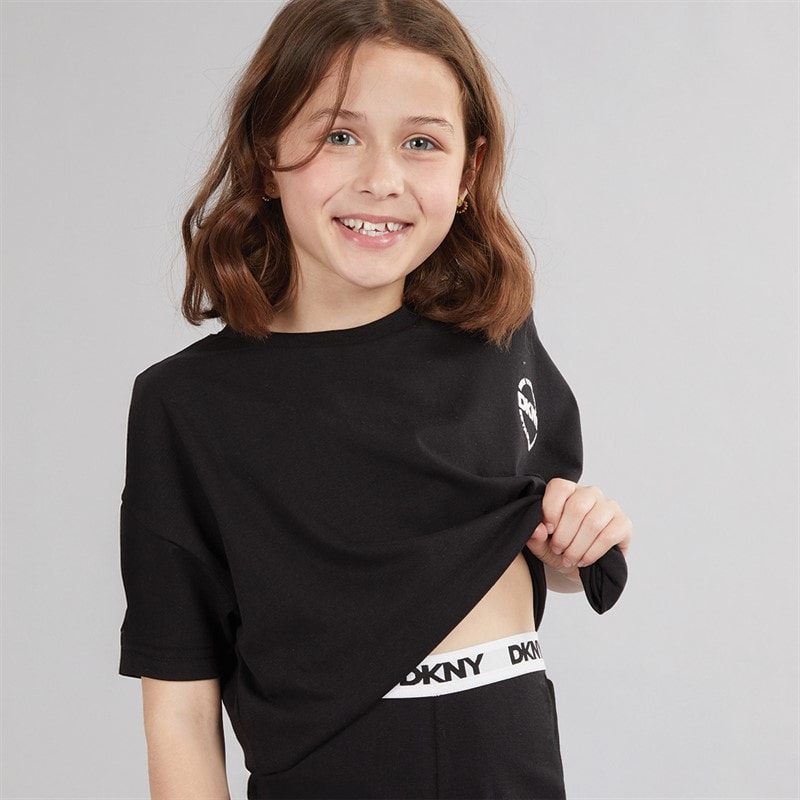 DKNY Girls T-Shirt And Leggings Set Black - Image 3