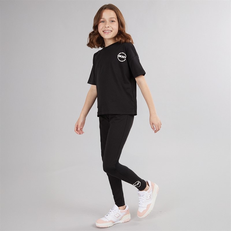 DKNY Girls T-Shirt And Leggings Set Black - Image 4