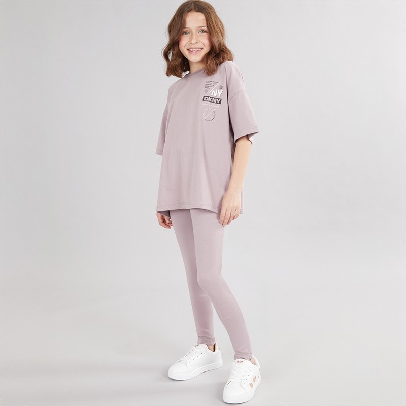 DKNY Girls T-Shirt And Leggings Set Purple - Image 2