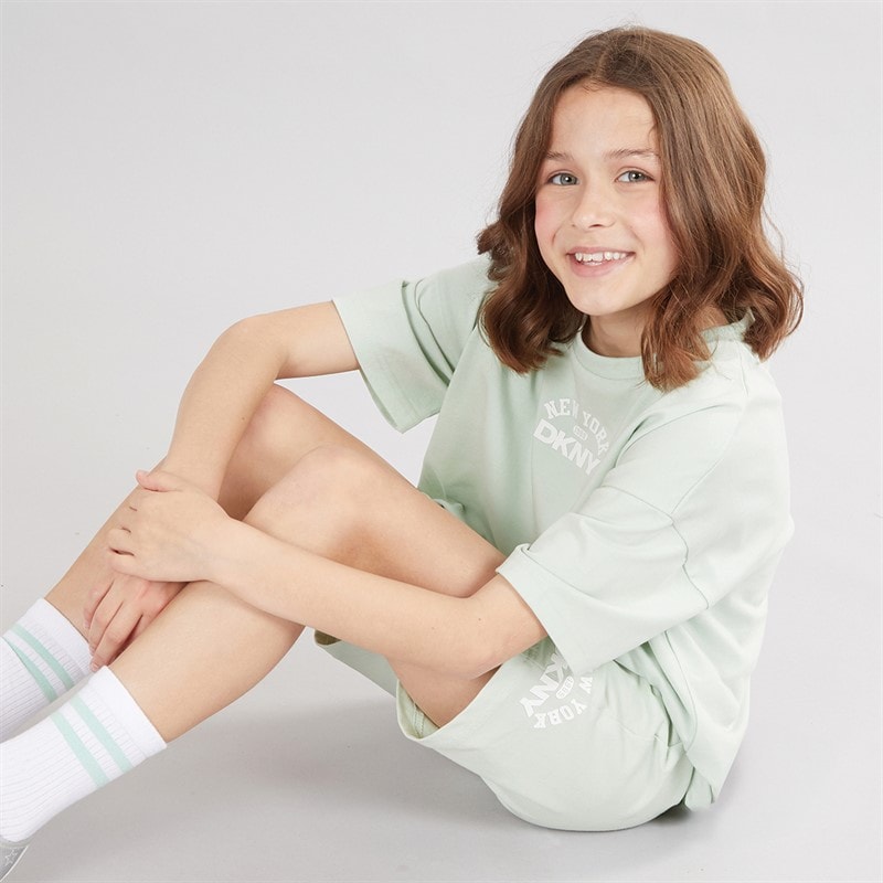 DKNY Girls T-Shirt And Shorts Set Green - Image 2
