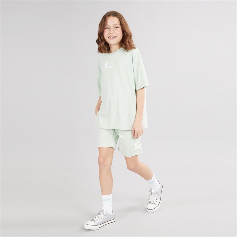 DKNY Girls T-Shirt And Shorts Set Green - Image 4
