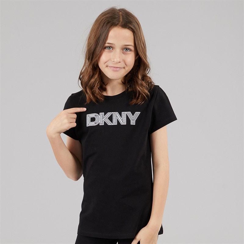 DKNY Girls Brooklyn Mindset T-Shirt Black - Image 1