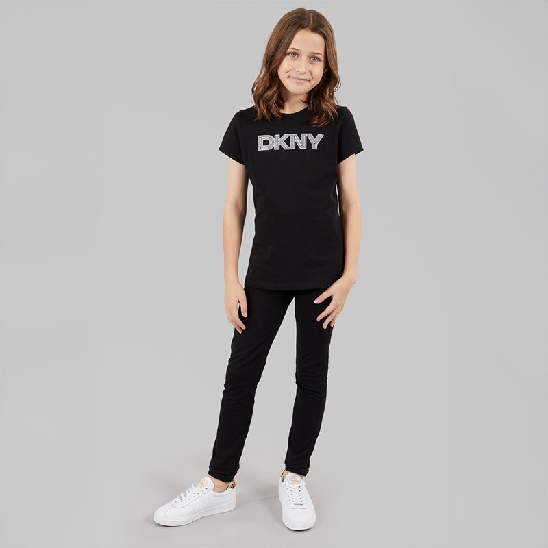 DKNY Girls Brooklyn Mindset T-Shirt Black - Image 3