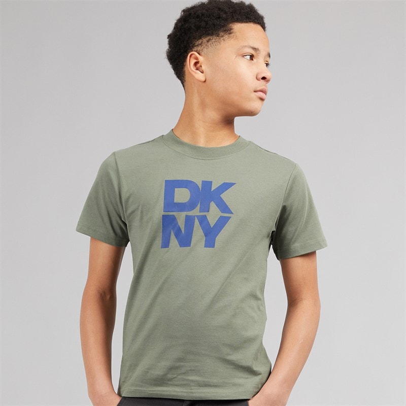 DKNY Boys Boysdigital Blue T-Shirt Lime - Image 1