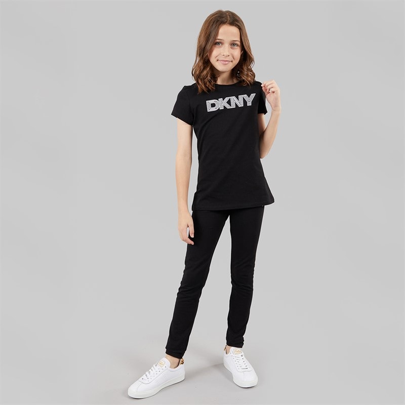 DKNY Girls Brooklyn Mindset Leggings Black - Image 3