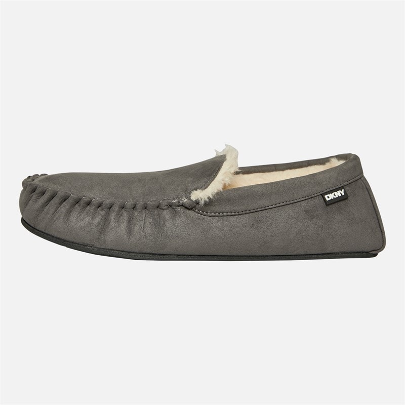 DKNY Mens Electra Moccasin Slippers Grey - Image 2