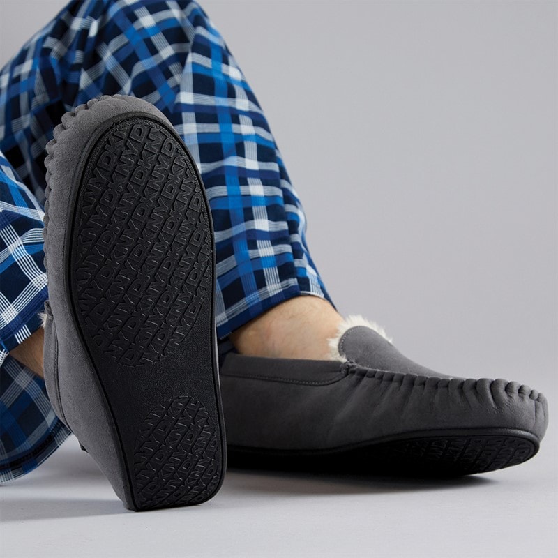 DKNY Mens Electra Moccasin Slippers Grey - Image 5