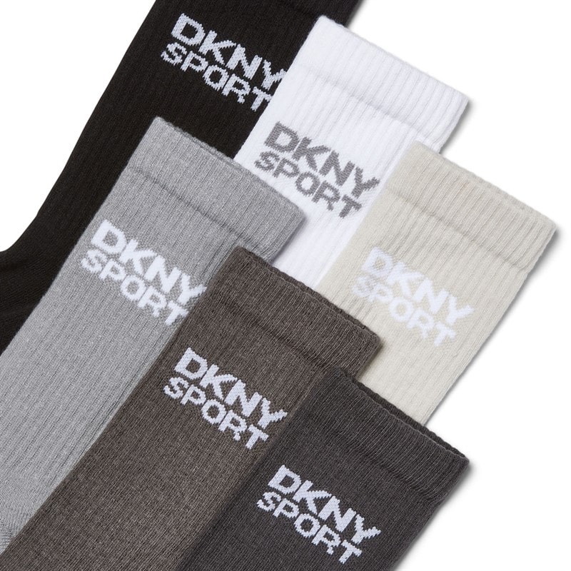 DKNY Mens Radde Six Pack Crew Socks Black/Grey/Grey/Grey/Grey/White - Image 2