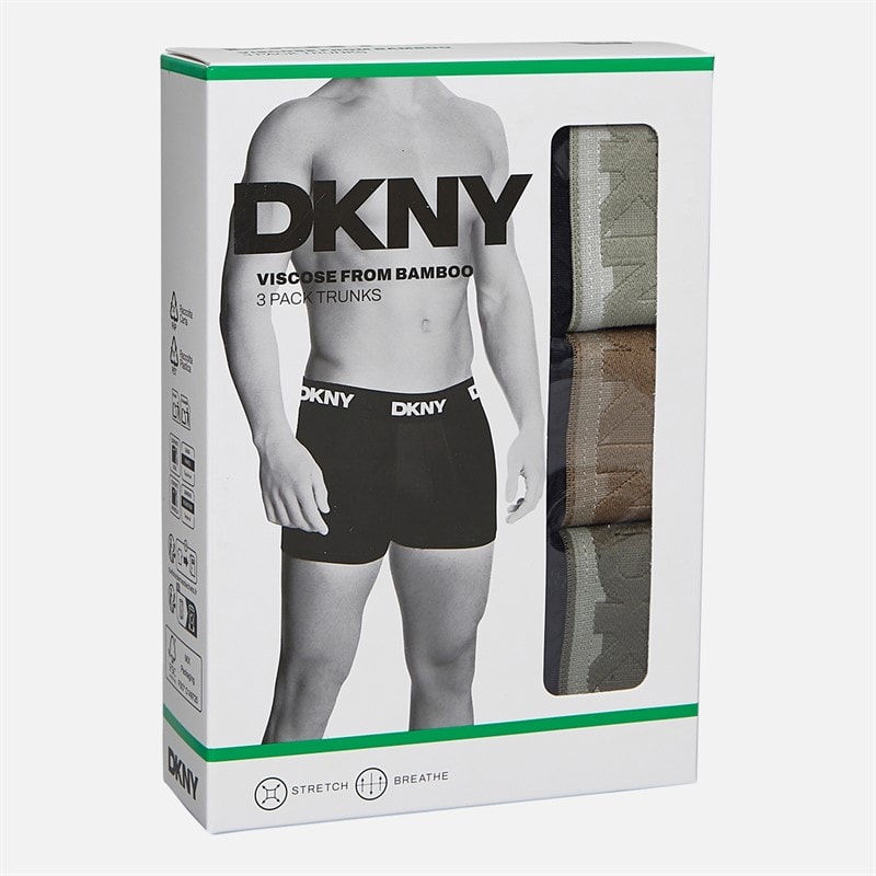 DKNY Mens Greenville Three Pack Bamboo Boxer Trunks Black - Image 2