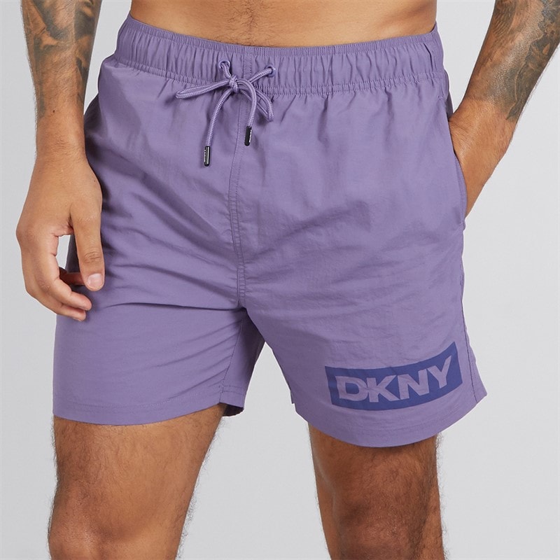 DKNY Mens Kos Solid Colour Swim Shorts Purple - Image 1