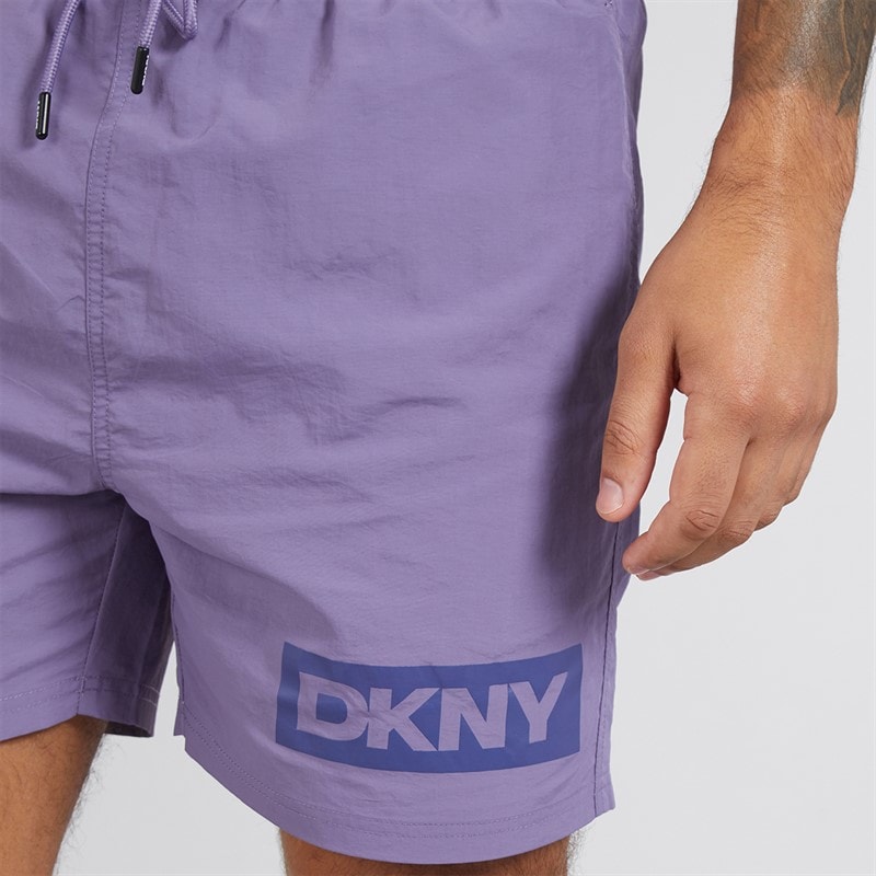 DKNY Mens Kos Solid Colour Swim Shorts Purple - Image 3