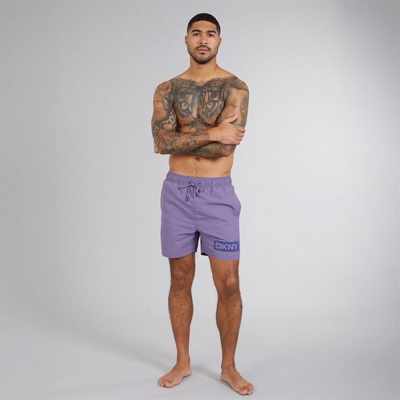 DKNY Mens Kos Solid Colour Swim Shorts Purple - Image 4