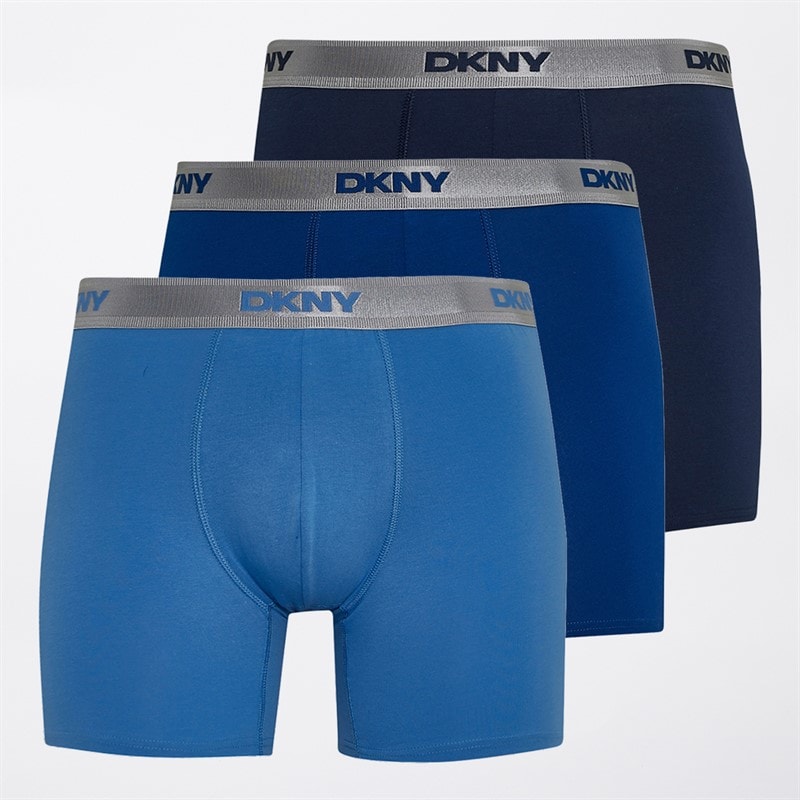 DKNY Mens Conway Three Pack Medium Boxer Trunks Navy/Blue
