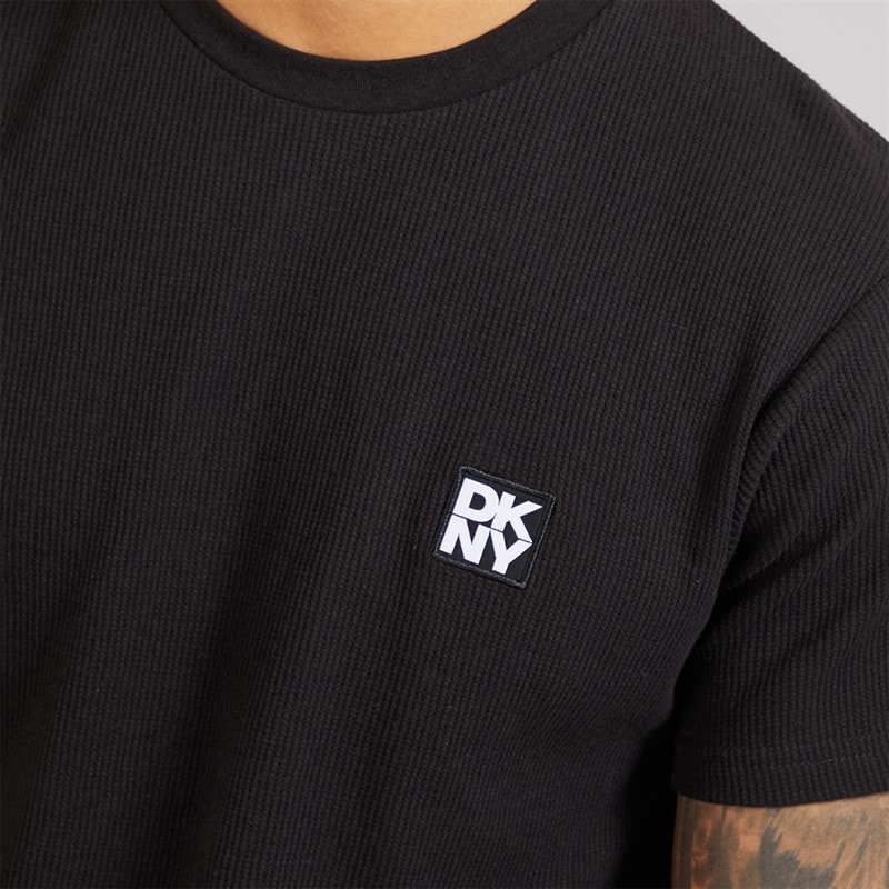 DKNY Mens Diamonds Waffle T-Shirt Black - Image 3