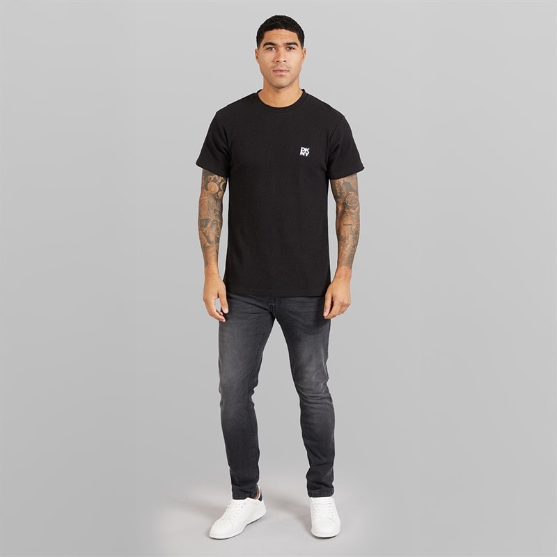 DKNY Mens Diamonds Waffle T-Shirt Black - Image 4