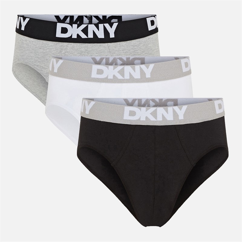 DKNY Mens Kelso Three Pack Briefs Black/Grey Marl/White - Image 1