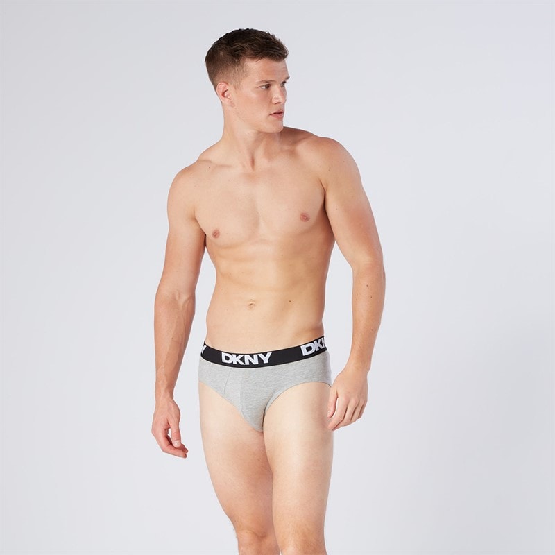 DKNY Mens Kelso Three Pack Briefs Black/Grey Marl/White - Image 3