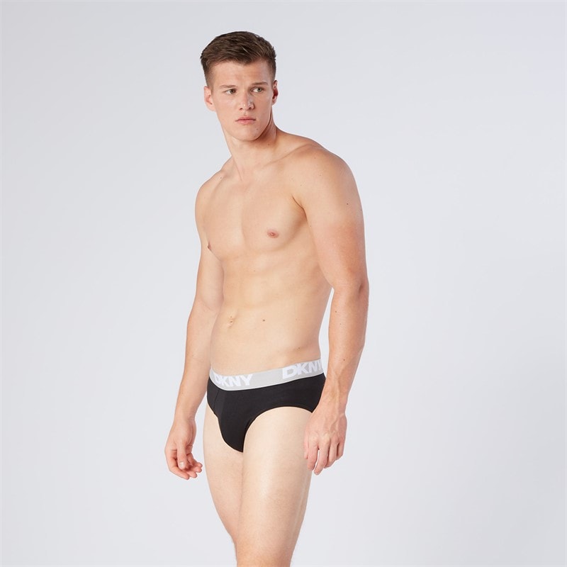 DKNY Mens Kelso Three Pack Briefs Black/Grey Marl/White - Image 4