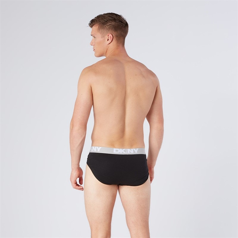 DKNY Mens Kelso Three Pack Briefs Black/Grey Marl/White - Image 5