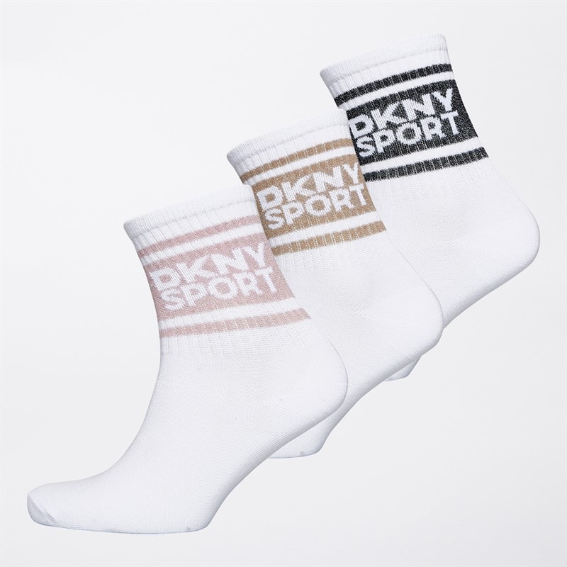 DKNY Womens Margot Three Pack Crew Socks White - Image 1