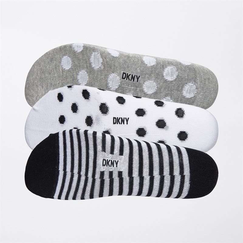 DKNY Womens Lucia Three Pack Trainer Socks White/Grey/Black - Image 2