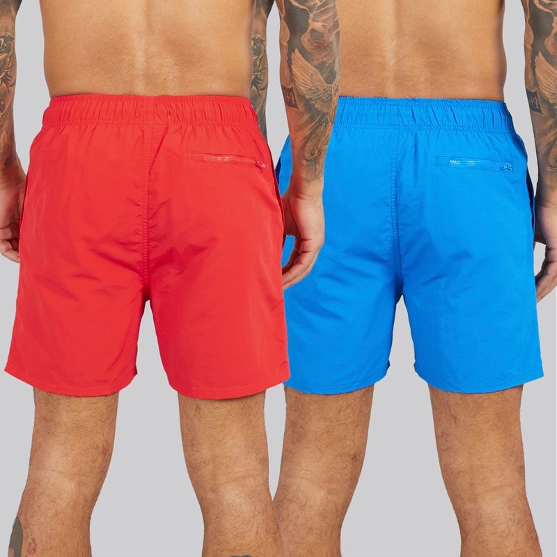 DKNY Mens Two Pack Kos Swim Shorts Red/Blue Print - Image 2