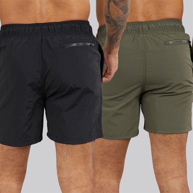 DKNY Mens Two Pack Kos Swim Shorts Black/Olive - Image 2