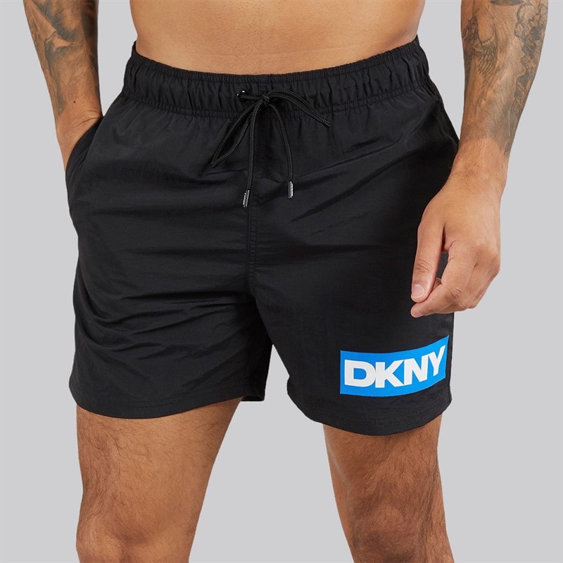 DKNY Mens Two Pack Kos Swim Shorts Black/Olive - Image 3